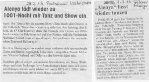 Vorankündigung zu unserem Tanz durch den Orient 2013